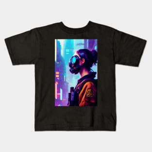 Abstract Cyberpunk Girl Kids T-Shirt